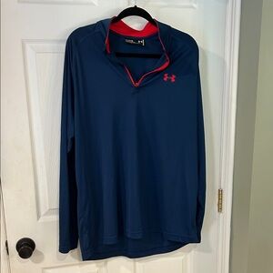 Under Armour Men's Navy and Red Long Sleeve Shirt